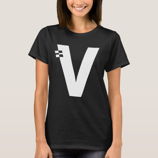 Letter V Alphabet Initiaal Monogram T-shirt (Voorkant)