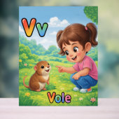 Letter V Alphabet Poster – V is for Vole (Neutraal)