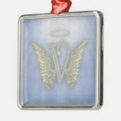 Letter V Angel Monogram Metalen Ornament (Links)