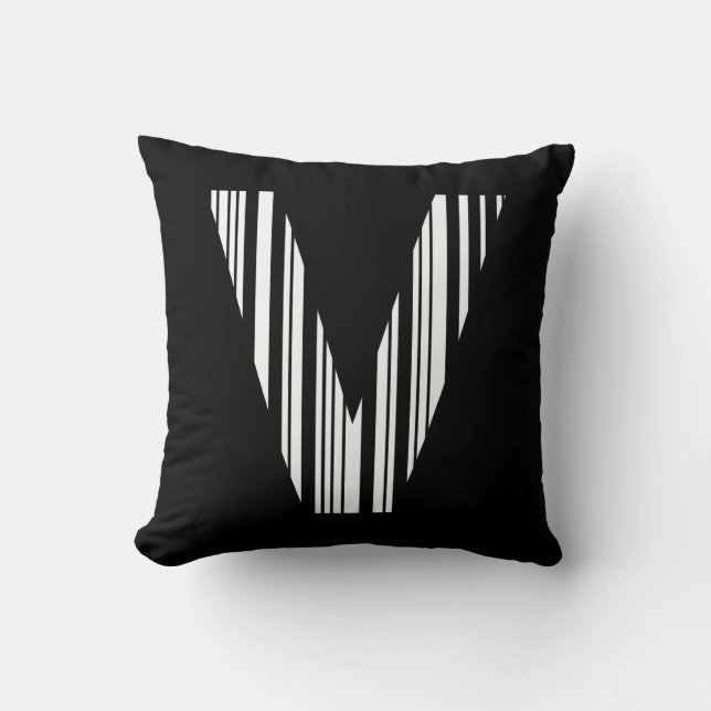 LETTER V BAR CODE Eerste Initiaal Barcodepatroon Kussen (Voorkant)