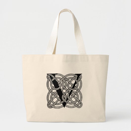 Letter V  Celtic Knot Monogram Grote Tote Bag (Voorkant)
