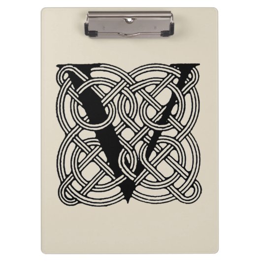 Letter V  Celtic Knot Monogram Klembord (Voorkant)