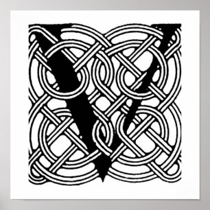 Letter V  Celtic Knot Monogram Poster
