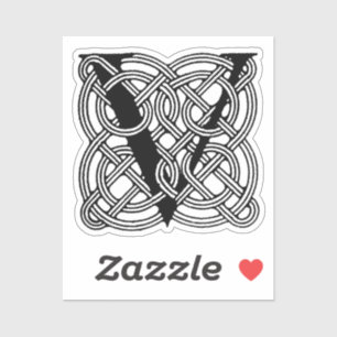 Letter V  Celtic Knot Monogram Sticker