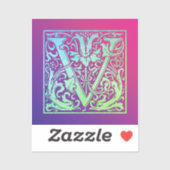 Letter V Colorful  First Letter Gradient Sticker (Vel)