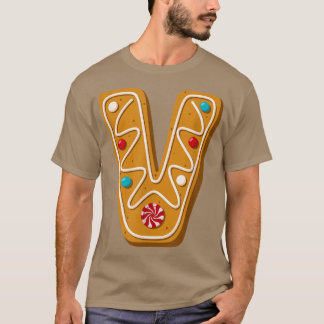 Letter V Cutest Capital met kerstkoekje Alphabet T-shirt
