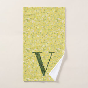 Letter V donkergroen en geel vrijheid Badhanddoek Bad Handdoek