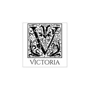 Letter V  eerste brief met eigen naam Rubberstempel