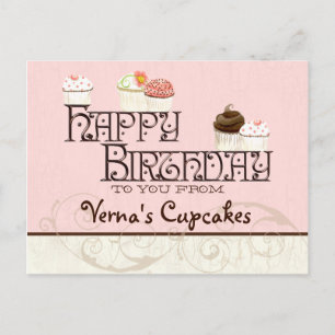 Letter V Gelukkige Verjaardag Cupcake Zakelijke an Briefkaart