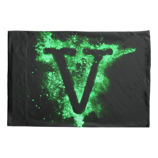 Letter V Groen Hoofdstedelijk Alfabet Kussensloop (Achterkant)