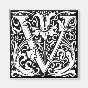 Letter V Middeleeuwse Monogram Art Nouveau Magneet
