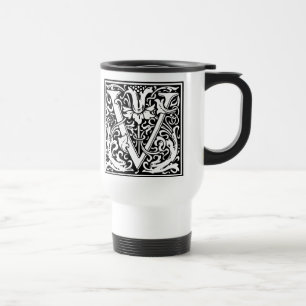 Letter V Middeleeuwse Monogram Art Nouveau Reisbeker