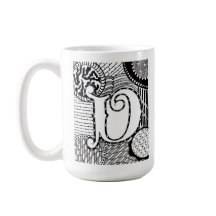 Letter V Mok, Art van Elizabeth Sampson Coffee Mok