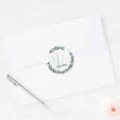 Letter V Monogram Aangepaste naam Minimalist Botan Ronde Sticker (Envelop)