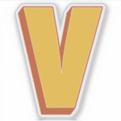 Letter V Monogram, Bold 3D Type Font Initial  Sticker (Voorkant)