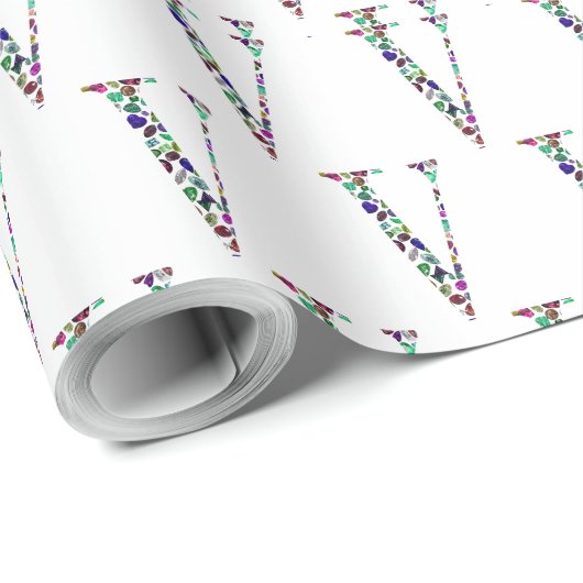 Letter V Monogram Cadeaupapier (Rol Hoek)
