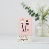 Letter V Monogram Dessert Bakkerij Visitekaartjes (Staand voorkant)