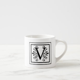 Letter V Monogram Espresso Mok