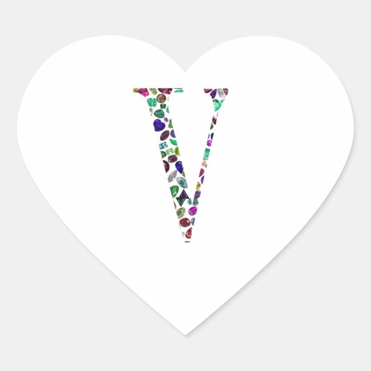 Letter V Monogram Hart Sticker (Voorkant)