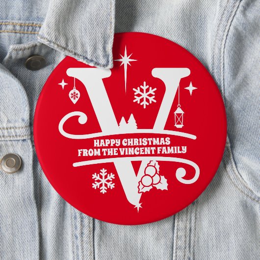 Letter V Monogram Initiaal Familienaam M Ronde Button 6,0 Cm (In situ)