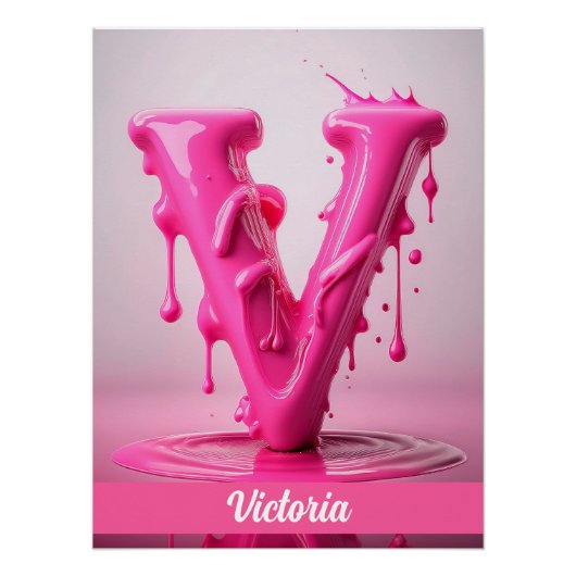 Letter V, Monogram V - Customizable Name Poster Perfect Poster (Voorkant)