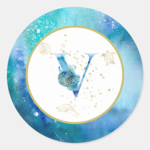 *~* LETTER V - Nautische strandenvelop Sticker