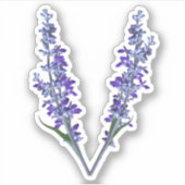 Letter V Sage Flower - Initiaal V - Flower Monogra Sticker (Voorkant)