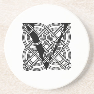 Letter V Vintage Keltische Knoop Monogram Zandsteen Onderzetter