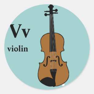 Letter V-vioolstickers Ronde Sticker