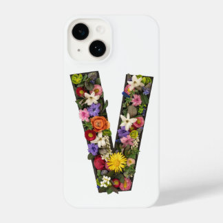 Letter V with Floral Wreath iPhone Case 14 Hoesje