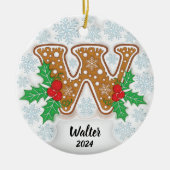 Letter W Aangepaste naam Monogram Kerstmis Keramisch Ornament (Voorkant)