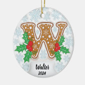 Letter W Aangepaste naam Monogram Kerstmis Keramisch Ornament (Links)