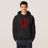 Letter W Alphabet Large Red Graphic Initial Hoodie (Voorkant volledig)