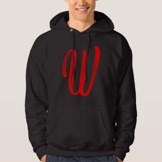 Letter W Alphabet Large Red Graphic Initial Hoodie (Voorkant)