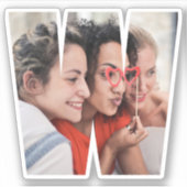 Letter W Alphabet & Photo Custom-Cut Vinyl Sticker (Devant)