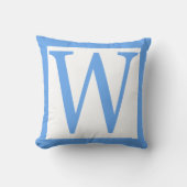 Letter W Baby Blue Border Kussen (Voorkant)