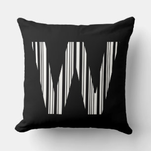 LETTER W BAR CODE Eerste Initiaal Barcodepatroon Kussen