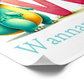 Letter W, Dinosaur Alphabet Waterverf Poster (Hoek)