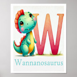 Letter W, Dinosaur Alphabet Waterverf Poster