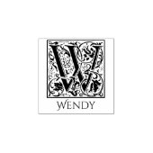 Letter W eerste brief met aangepaste naam Rubberstempel (Afrduk)