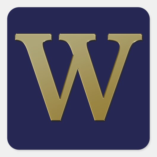 Letter W Gold Square Sticker (Voorkant)