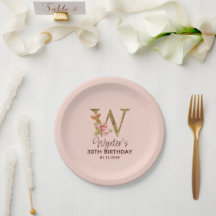Letter W Gouden Monogram Roze Rozen