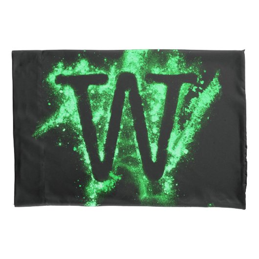 Letter W Groen Hoofdstedelijk Alfabet Kussensloop (Voorkant)