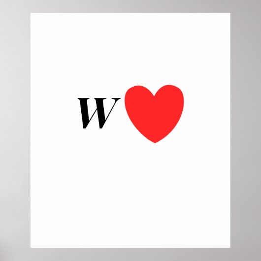 Letter W Heart - Valentine Initial Love Design Poster (Voorkant)