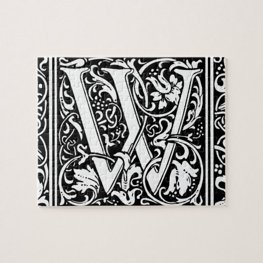 Letter W Medieval Monogram  Initiaal Legpuzzel (Horizontaal)