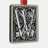 Letter W Medieval Monogram Initiaal Metalen Ornament (Rechts)