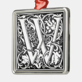 Letter W Medieval Monogram Initiaal Metalen Ornament (Links)