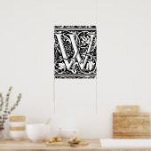 Letter W Medieval Monogram  Initiaal Poster (Keuken)