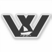 Letter W met boot Monogram Sticker (Voorkant)