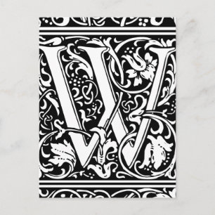 Letter W Middeleeuwse Monogram Art Nouveau Briefkaart